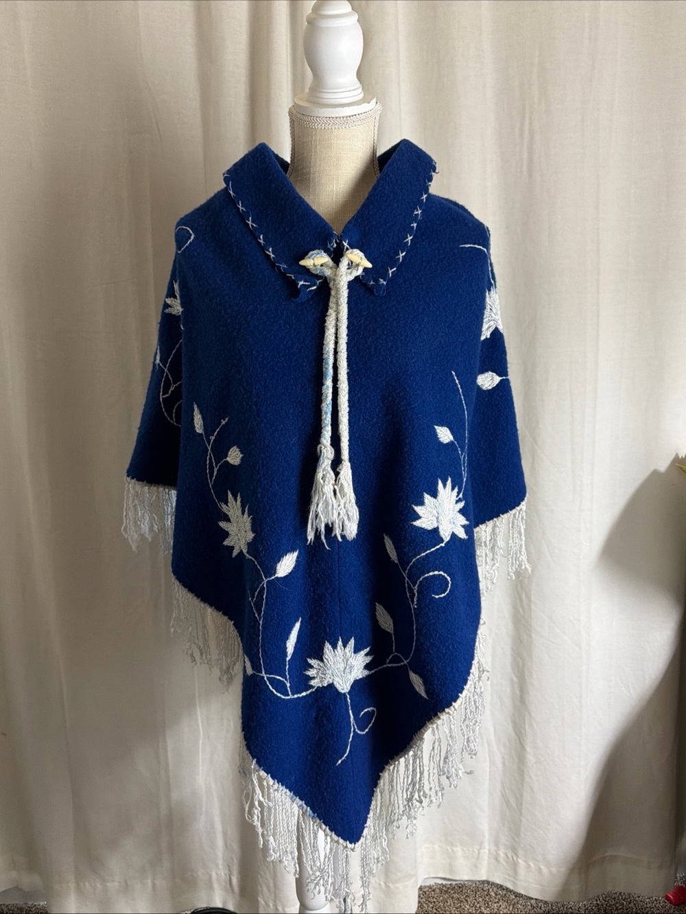 Vintage 1970’s Mexican Wool Poncho with Fringe